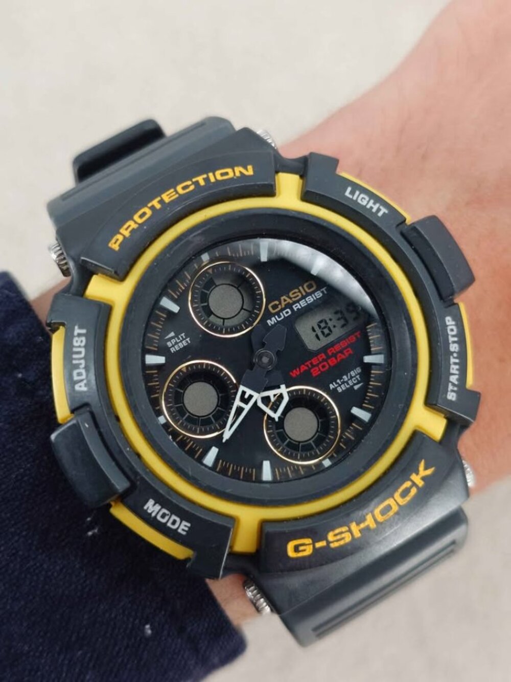 Casio G-Shock Mudman AW-570 Ana-Digi Watch 50mm Black Yellow JDM New Battery
